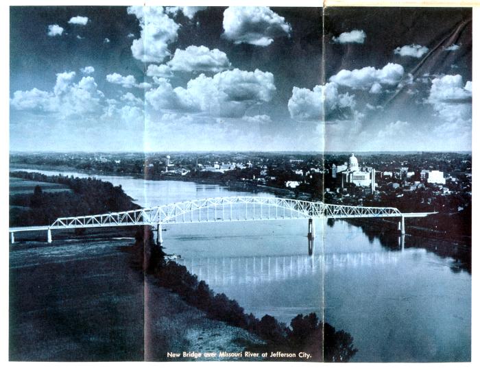 Photo of Jefferson City bridge on 1957 official highway map for Missouri