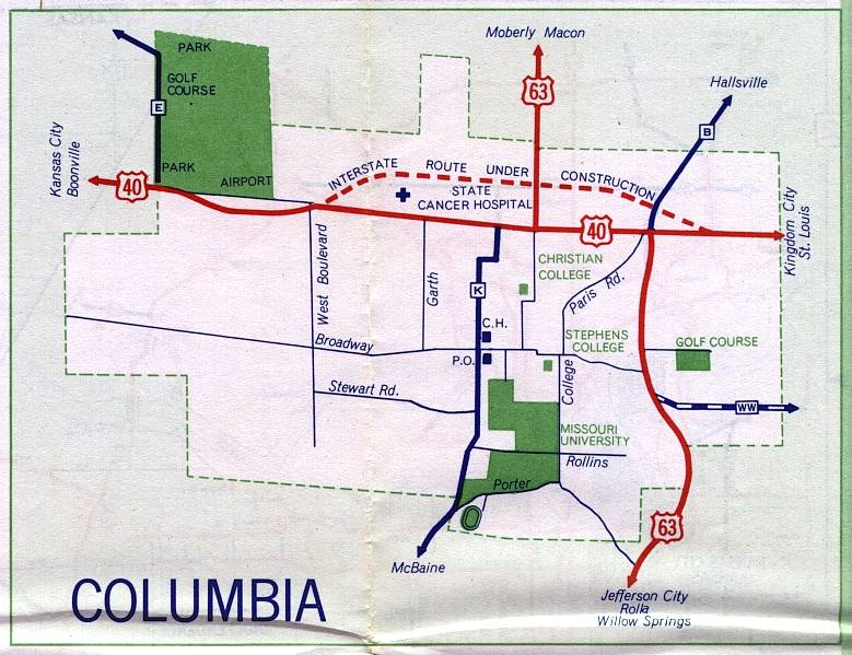 Inset map for Columbia, Mo. (1958)