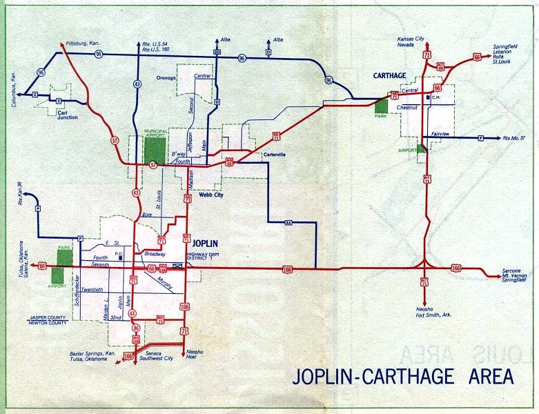 Inset map for Joplin and Carthage, Mo. (1958)