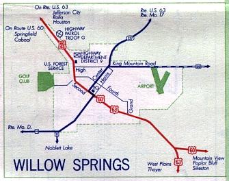 Inset map for Willow Springs, Mo. (1958)