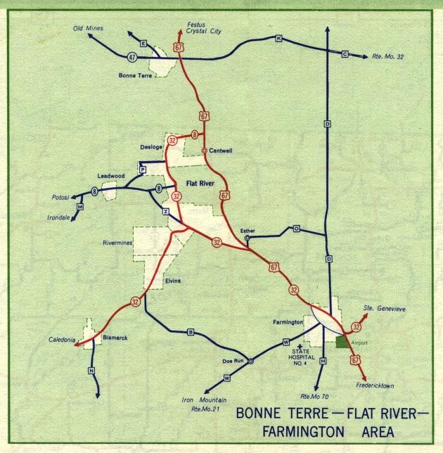 Inset map for Bonne Terre, Flat River, and Farmington, Mo. (1959)