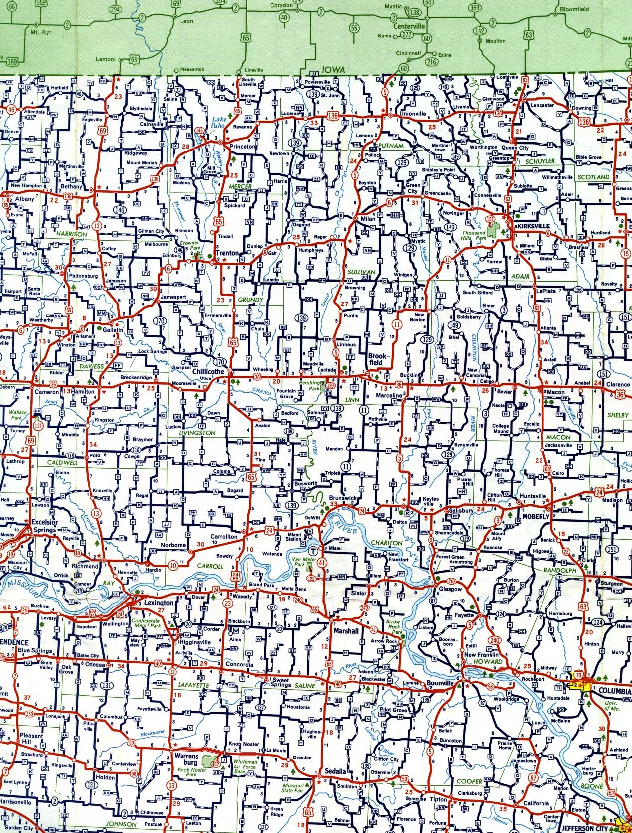 North-central section of Missouri from 1959 official highway map