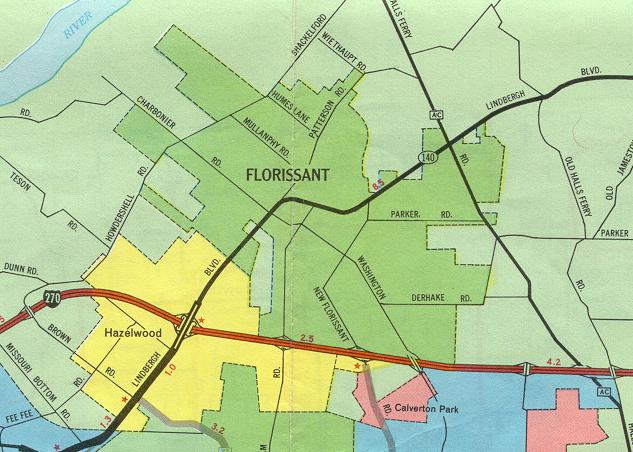 Inset map for Florissant Hazelwood, Mo. (1969)