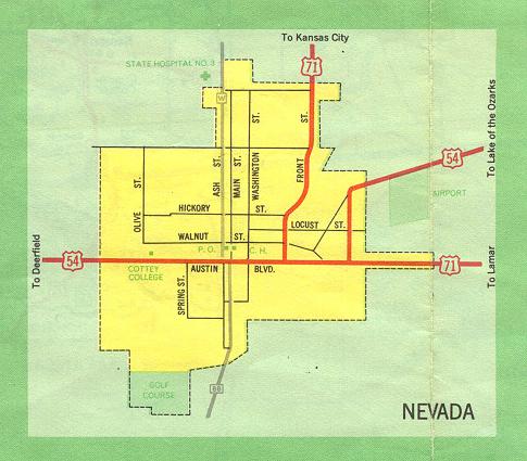 Inset map for Nevada, Mo. (1969)