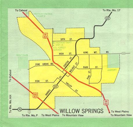 Inset map for Willow Springs, Mo. (1969)