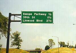 1999 mileage sign on Watkins Drive in Kansas City, Mo.