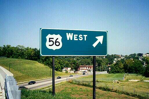 US 56 ends at US 71 (Watkins Drive), Kansas City, Mo.