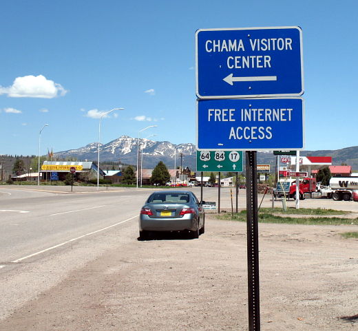 Sign promoting Internet access at the Chama, NM visitors center
