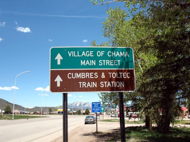 Destinations, shown on US 64 and US 84 in Chama, New Mexico