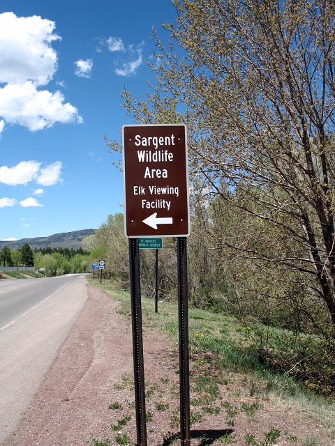 Sign for elk viewing area on NM 17 near the NM 29 junction in Chama