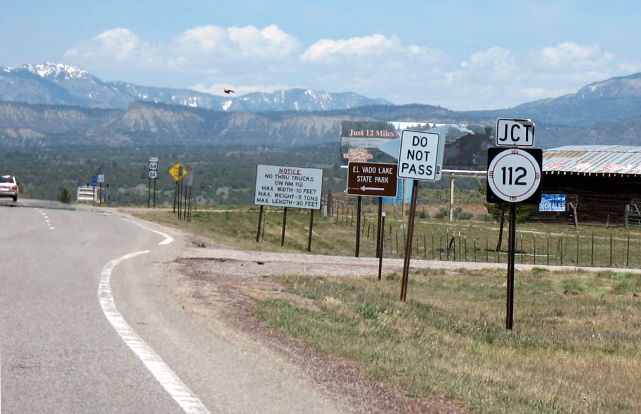 Junction of NM 112 with US 64-US 84 in Tierra Amarilla