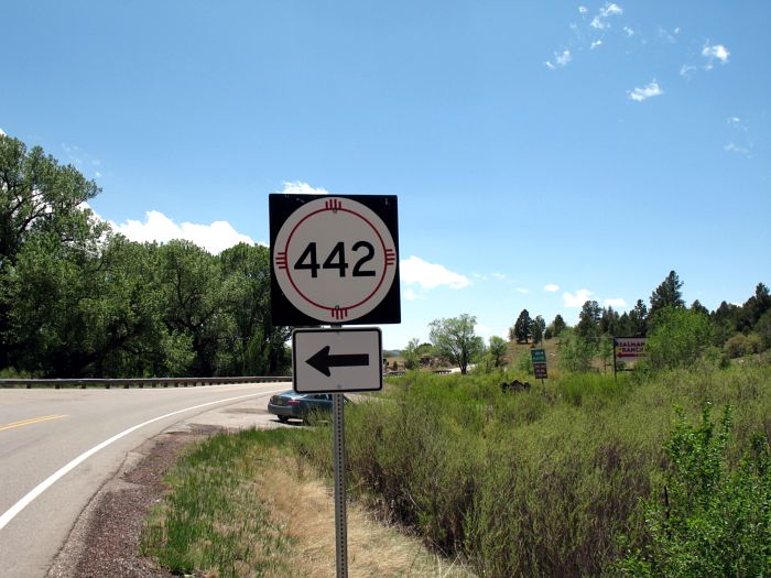 NM 442 at NM 518 in La Cueva, in Mora County