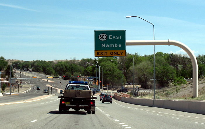 Freeway-style sign for the NM 503 junction at US 84-US 285, northbound view
