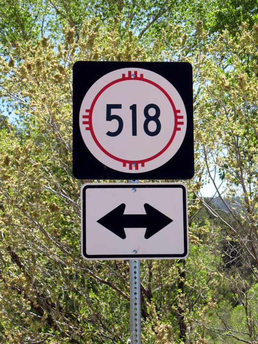 NM 518 marker for traffic leaving NM 75 in Taos County