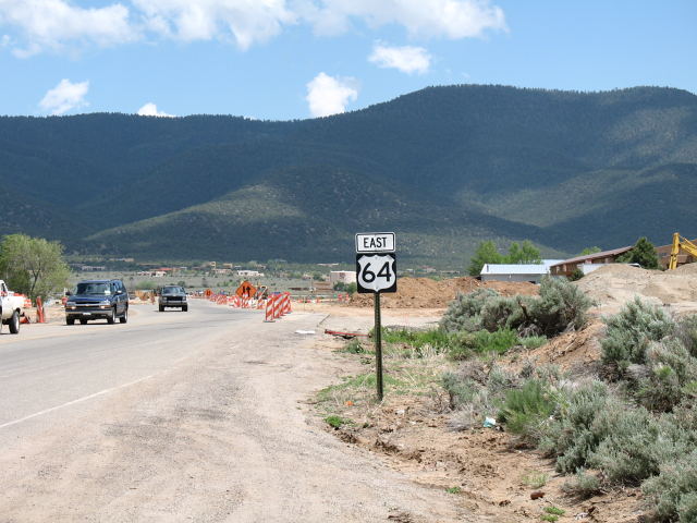 US 64 marker for NM 585 in Taos