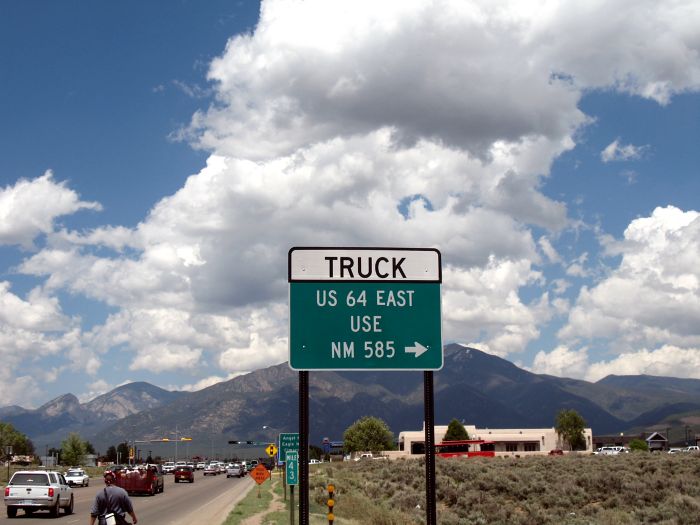 NM 585 indicated on NM 68 as a truck route around Taos