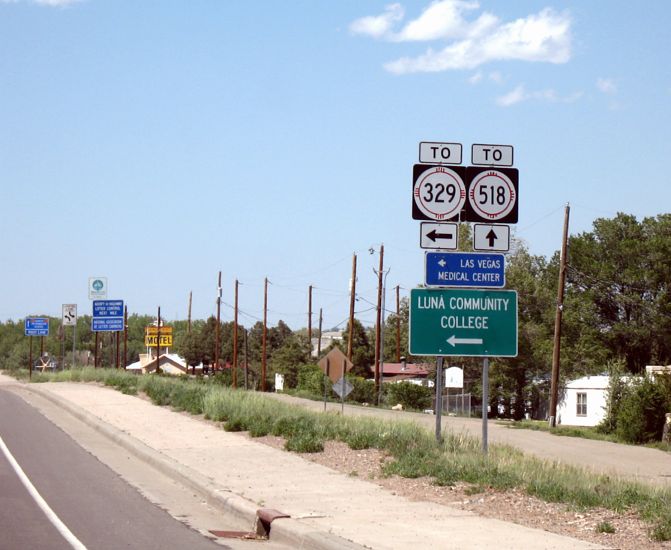 Trailblazer markers for NM 329 and NM 518 in Las Vegas