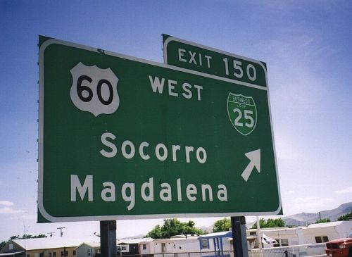 US 60 exit from I-25 at Socorro, NM