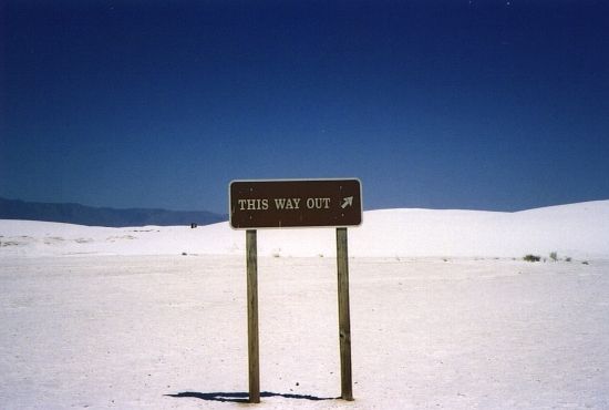 White Sands exit sign