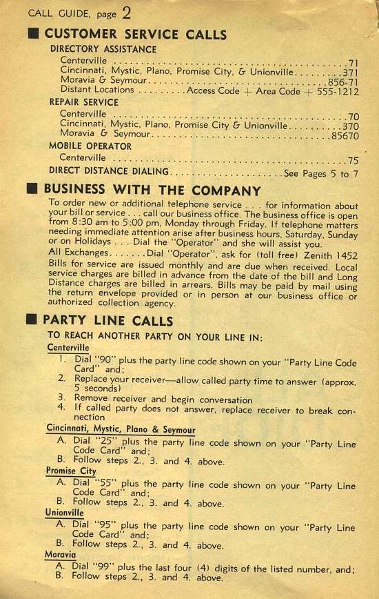 Page 2, Centerville, Iowa 1972 phone directory