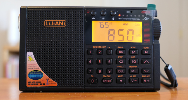 Lijiani RD239 AM/FM/etc. radio tuned to KOA(AM) Denver