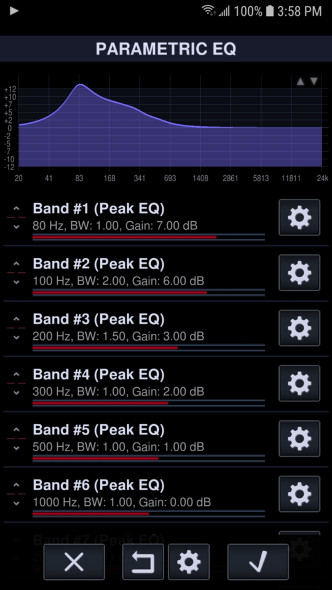 Approximation of the megabass response curve with the Neutron MP app on an Android phone