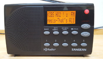 Sangean HDR-14 radio tuned to KFRC(FM) HD-2 channel