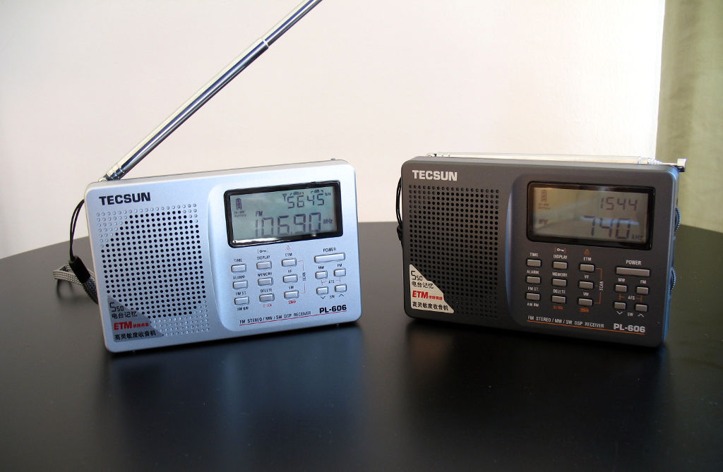 Tecsun PL-606 radios, side-by-side