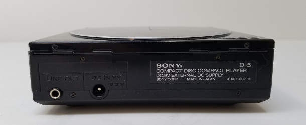 Rear panel of Sony Discman D-5, showing line-out jack