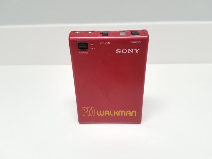 Sony SRF-30W Walkman FM radio in a red color