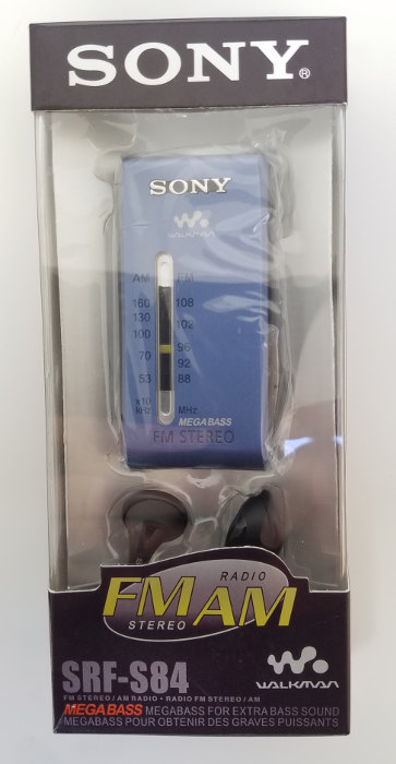 Sony SRF-S84 radio in its original package.