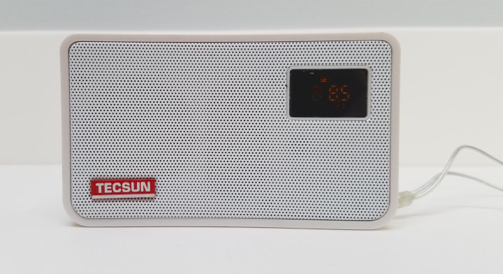 Tecsun ICR-100 FM radio, media player, and recorder, front view