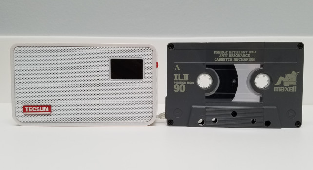 Tecsun ICR-100 compared to a cassette tape