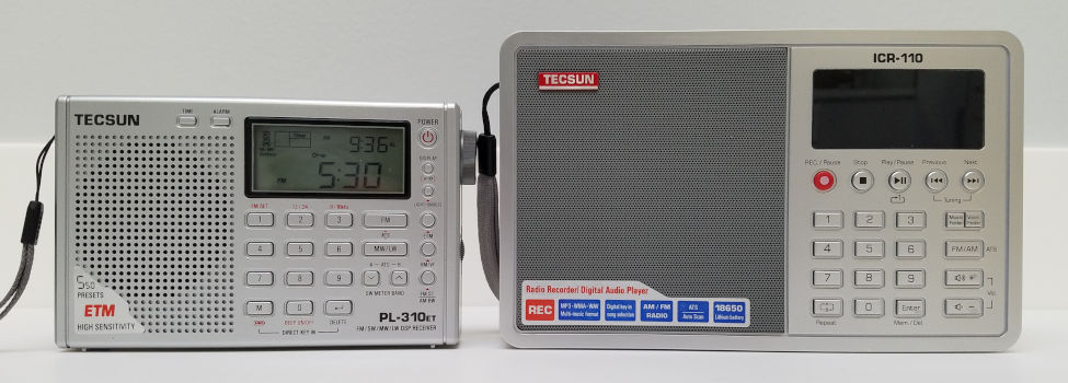 Tecsun ICR-110 (right) compared to the PL-310ET DSP-based radio