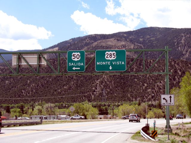 Intersection of US 50 and US 285 in Poncha Springs, Colorado