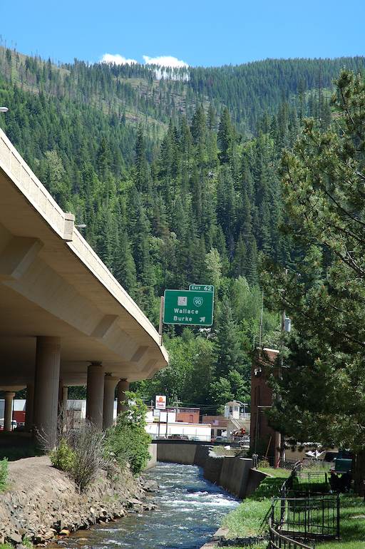The elevated structure for I-90 in Wallace, Idaho