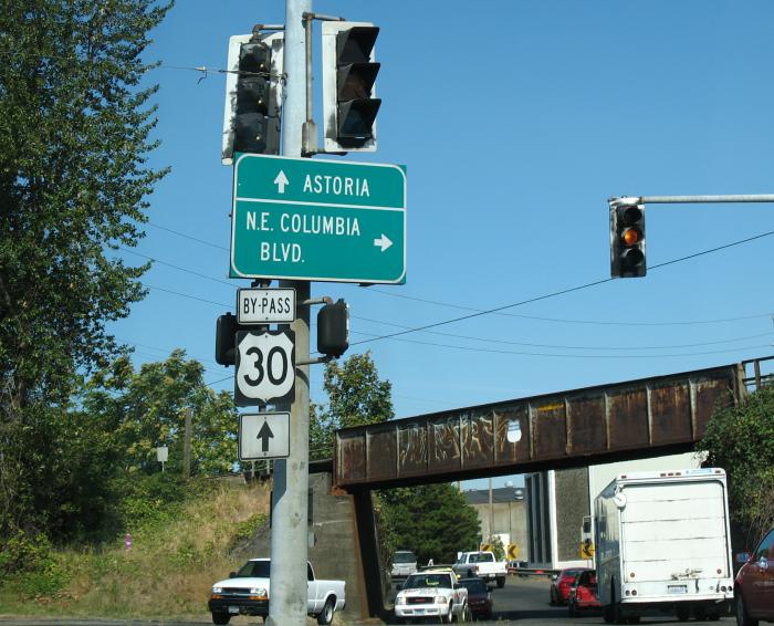 Bypass US 30 at Columbia Boulevard in Portland, Oregon