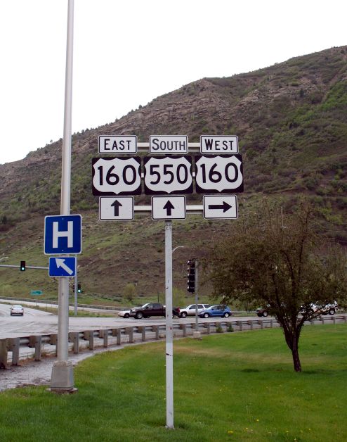 US 160/US 550 intersection in Durango, Colorado