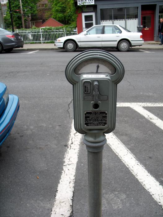 Old-style parking meter in Hudson, New York