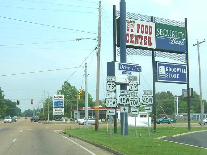 US 45W, US 70A, and US 79 in Humboldt, Tennessee