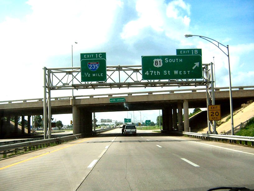 US 81 exit from Interstate 135 in Wichita, Kansas