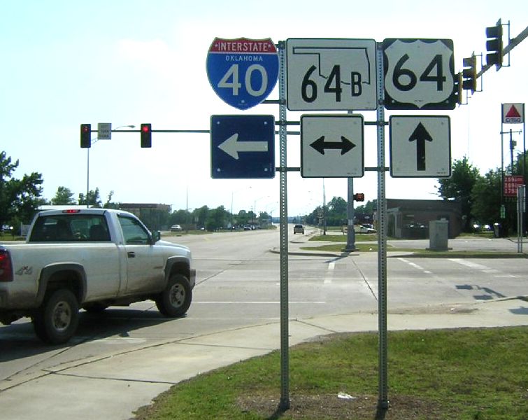 Interstate 40, US 64, Oklahoma 64B in Muldrow