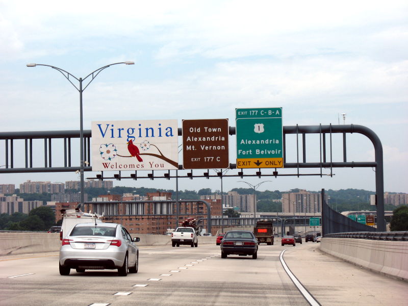Maryland-Virginia state line on the westbound Capital Beltway