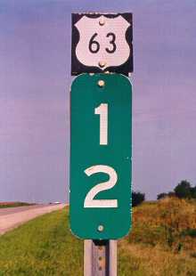US 63 milepost in Iowa