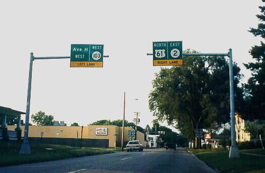 Iowa 103, US 61, and Iowa 2 in Fort Madison