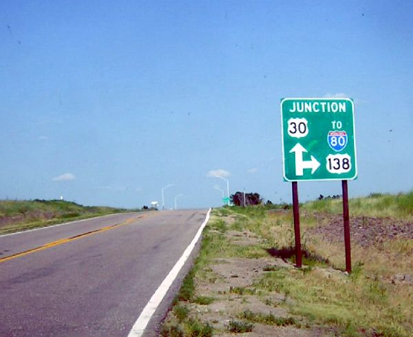 Junction sign for US 30 and US 138 in Nebraska