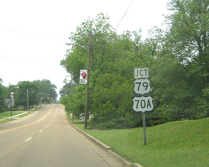 US 70A and US 79 intersect with US 45W in Humboldt, Tennessee