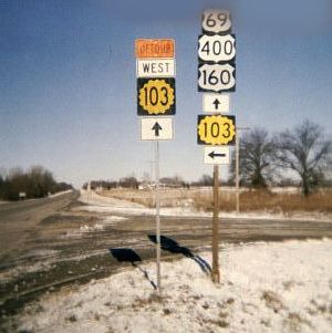 Multiple routes near Pittsburg, Kansas