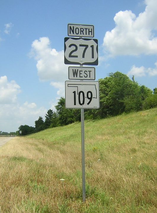 US 271 and Oklahoma 109 with new-style (2006) state route marker