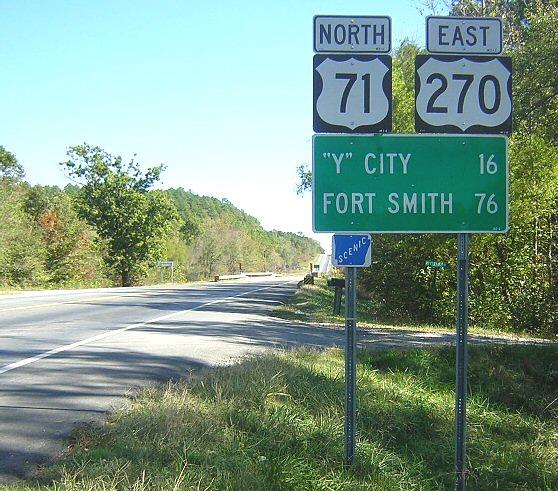 US 71 and US 270 north from Mena, Ark.